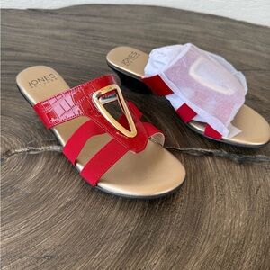 Jones New York Red Strappy Slide Sandals Size 7.5
